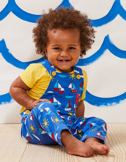 Organic Boat Print Dungarees