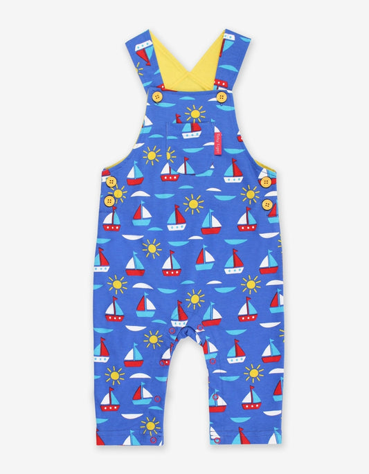 Organic Boat Print Dungarees