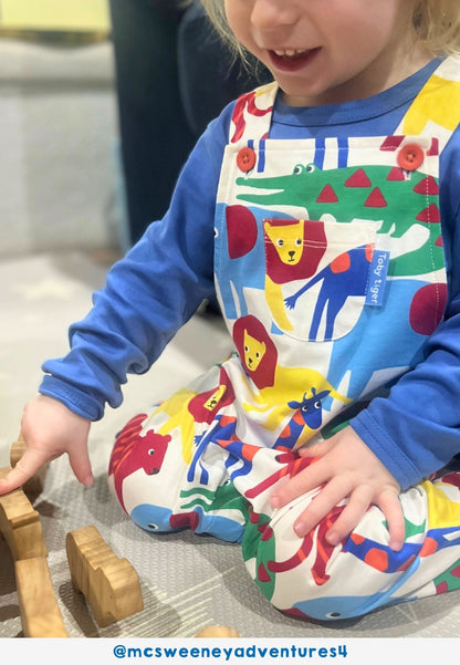 Organic Safari Print Dungarees