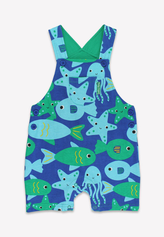 Children's romper with marine animal pattern on a white background