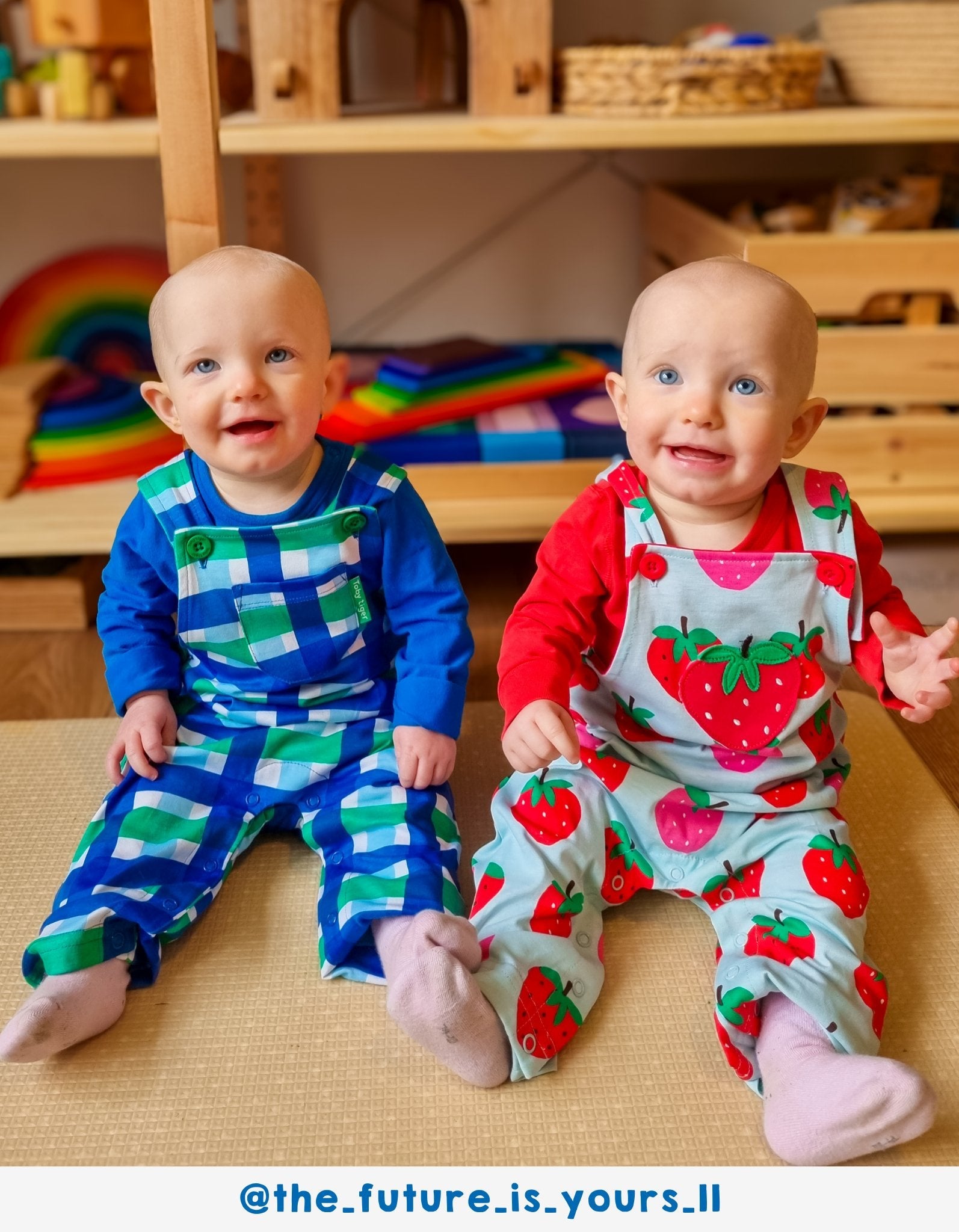 Organic Strawberry Print Dungarees