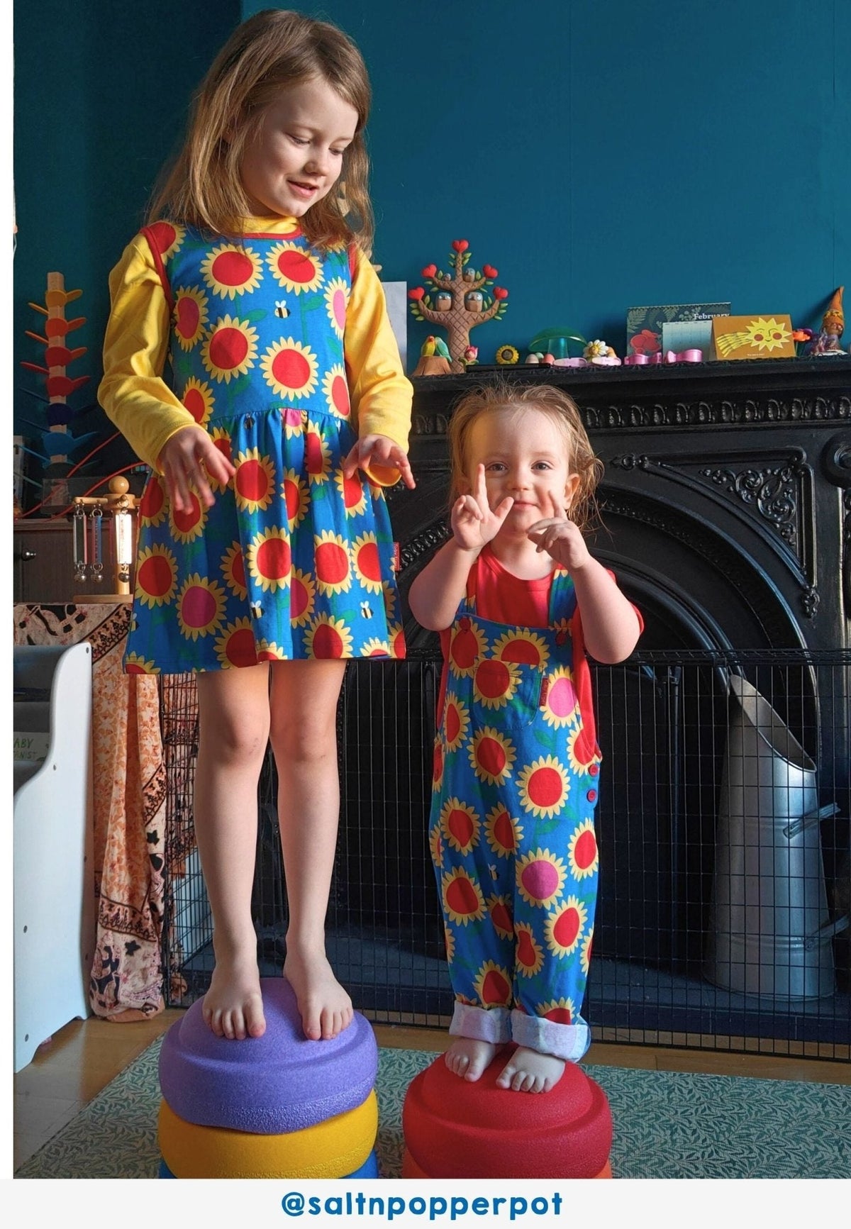 Organic Sunflower Bee Print Dungarees - Toby Tiger