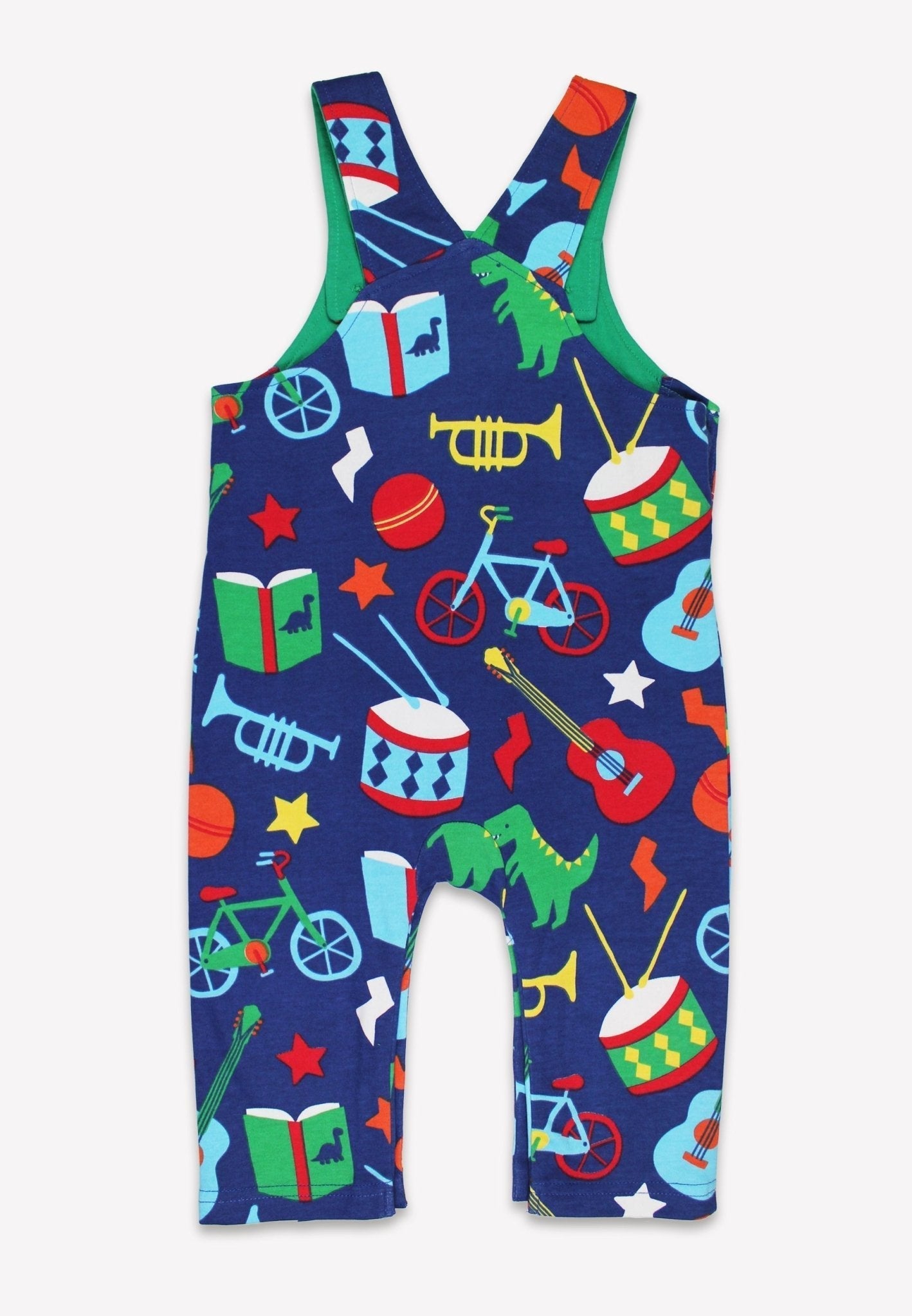 Organic Toys Print Dungarees - Toby Tiger