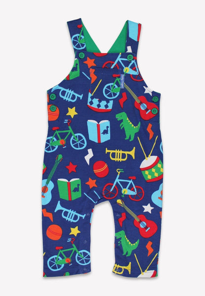 Organic Toys Print Dungarees - Toby Tiger