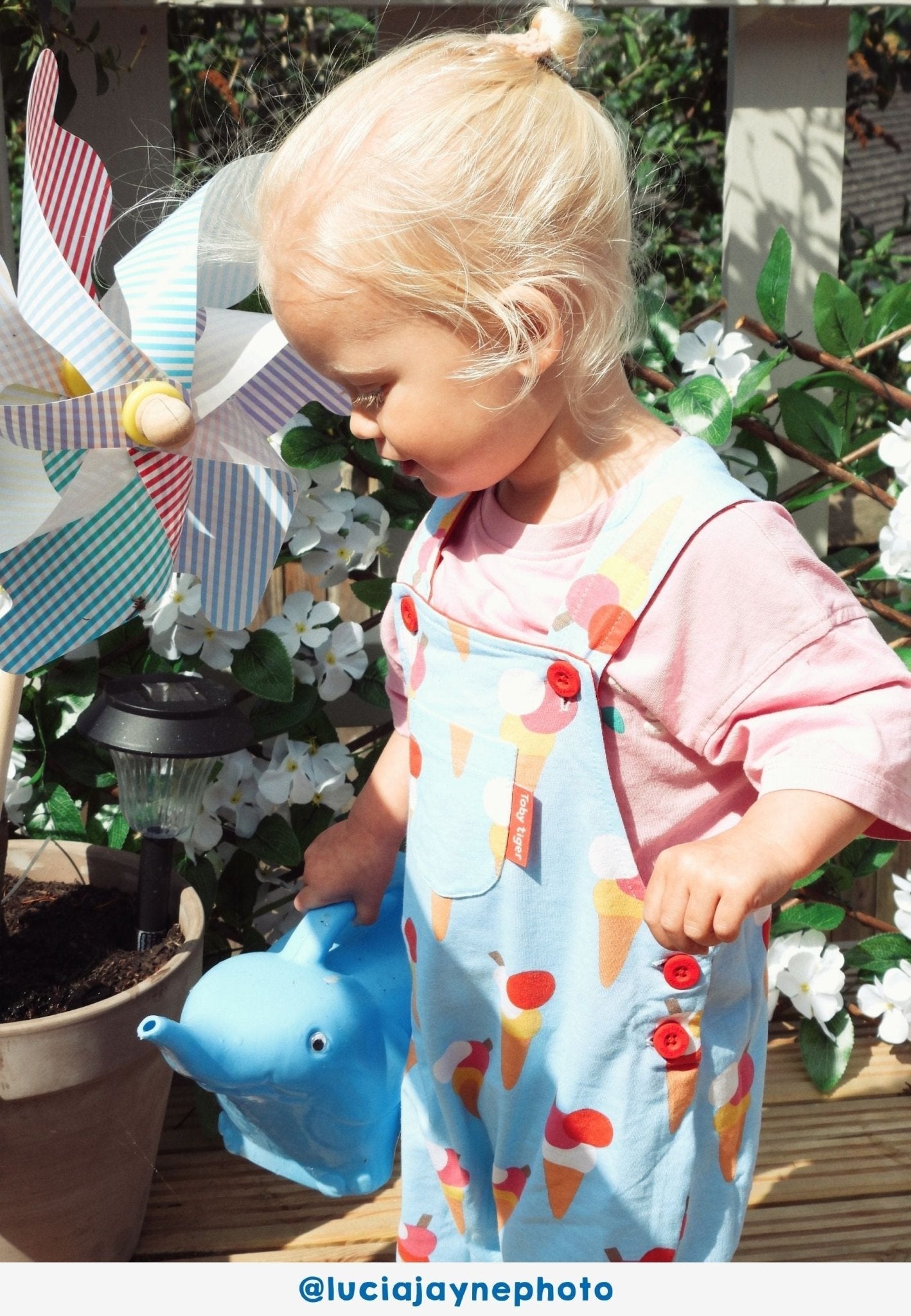 Organic Ice Cream Cones Print Dungaree Shorts - Toby Tiger