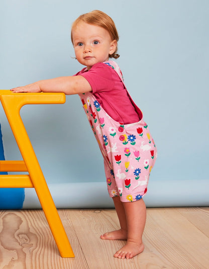 Organic Bunny Print Dungaree Shorts - Toby Tiger UK