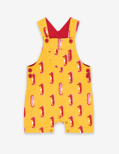 Organic Seahorse Print Dungaree Shorts - Toby Tiger