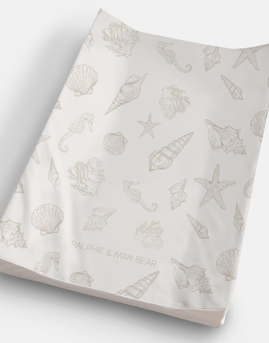 Ralphie Bear Seashell anti roll wedge baby changing mat raised edges - sustainable nursery accessories UK | Kiddykind