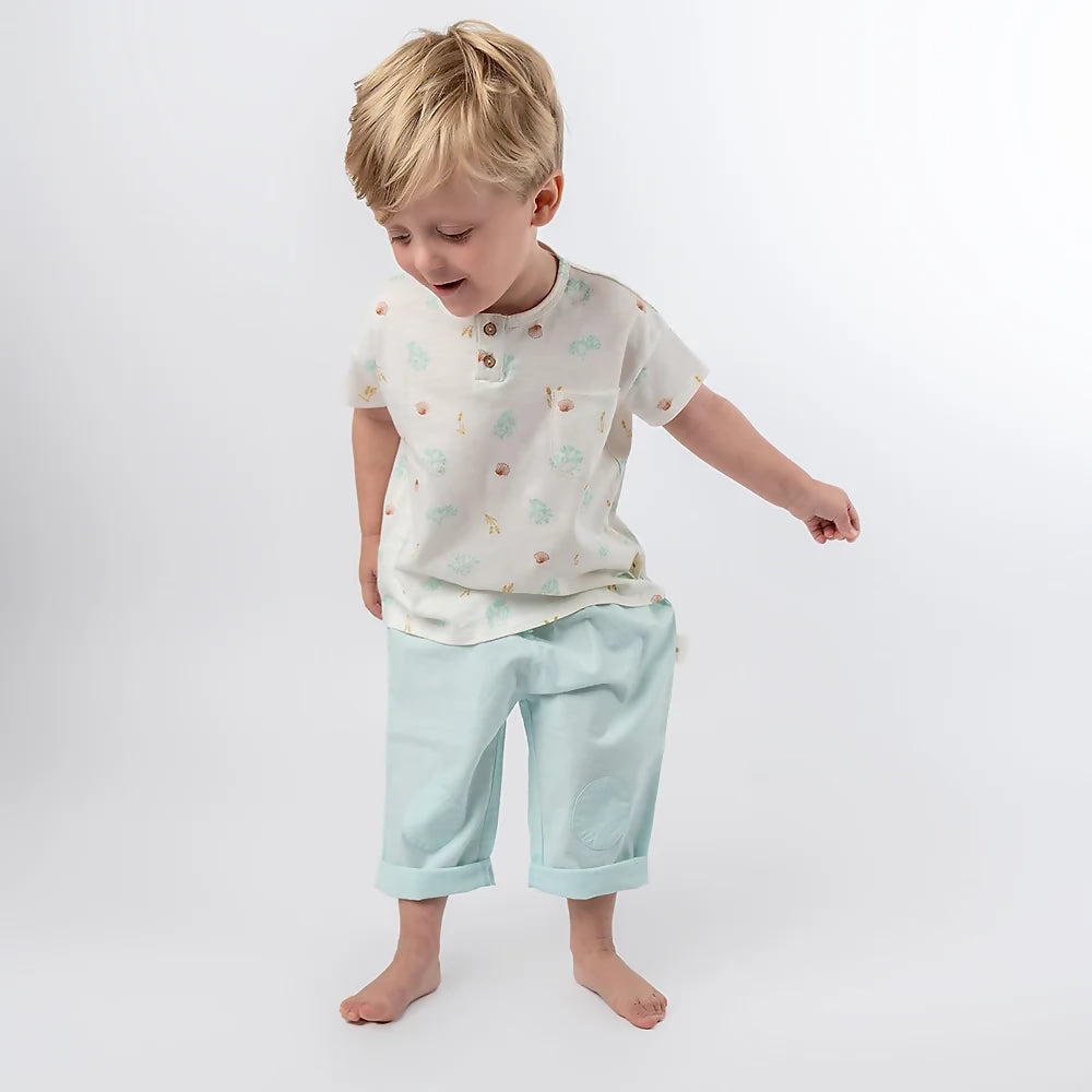 organic cotton kids t-shirt with marine print, seaweed and kelp print baby t-shirt organic cotton