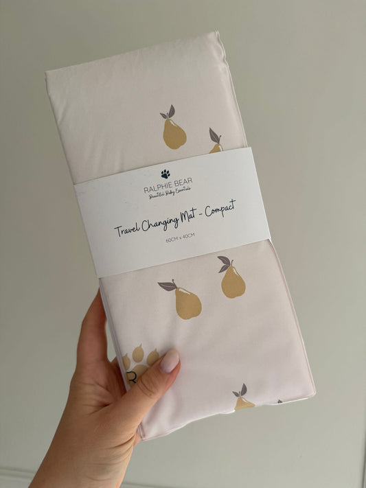 Ralphie Bear Pears compact travel changing mat foldable portable - sustainable baby travel accessories UK | Kiddykind