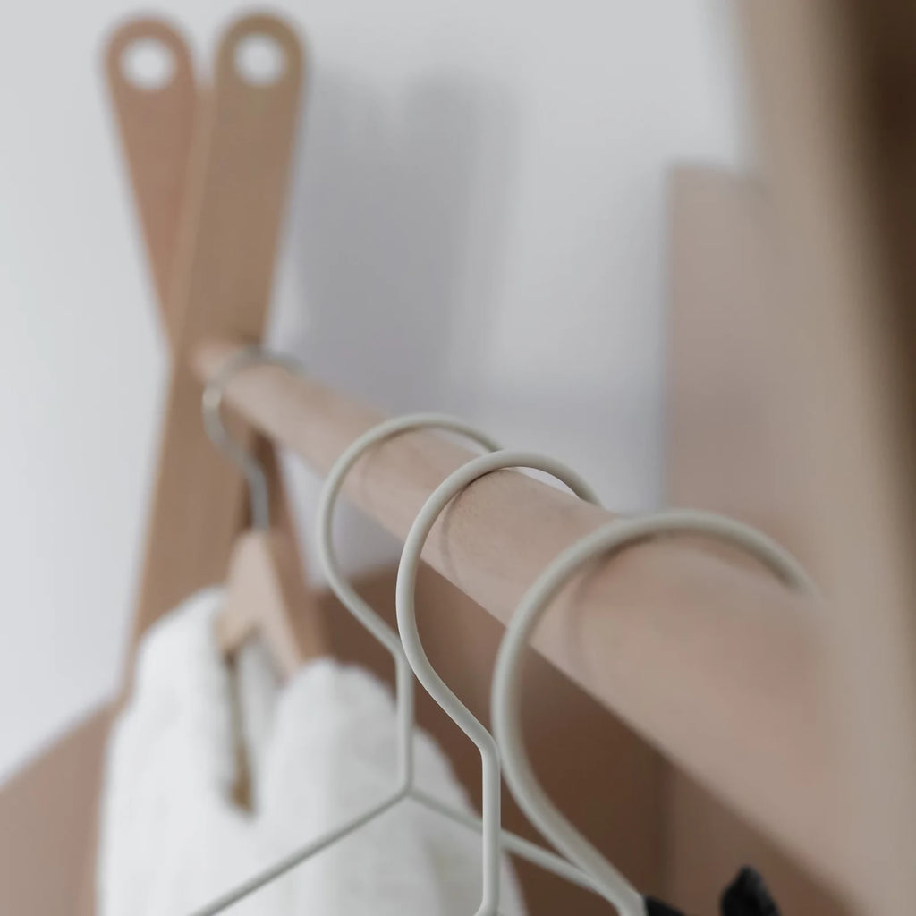 kids wooden adjustable clothing rail by curve lab montessori inspired