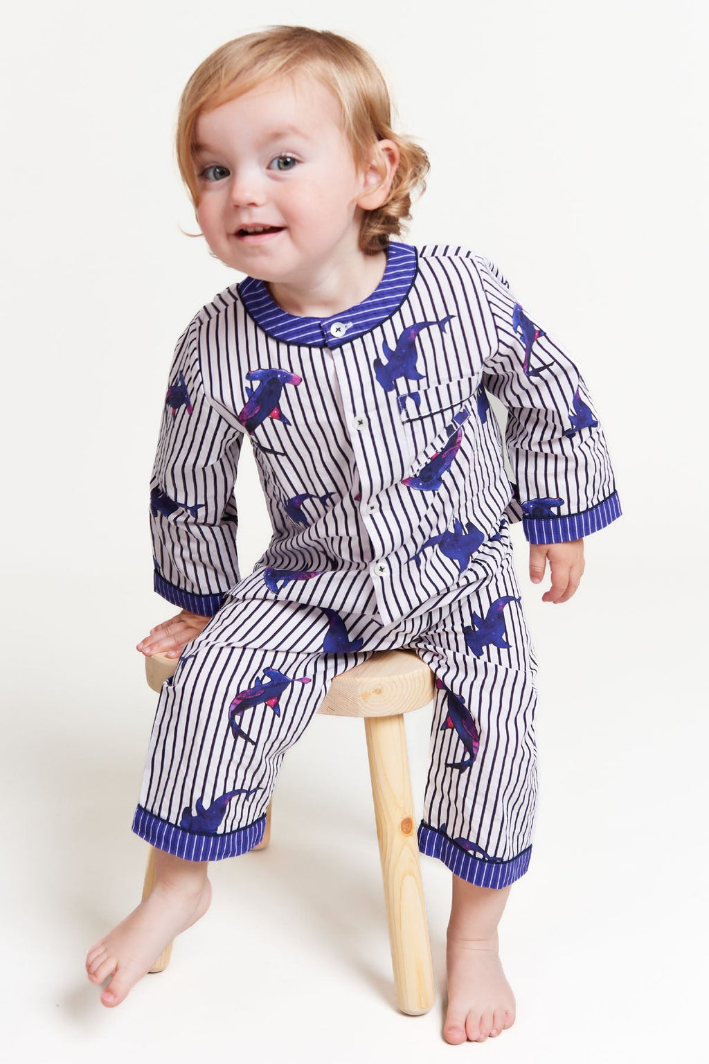 galactic sharks - organic cotton baby pyjama set - Kutti Lulu