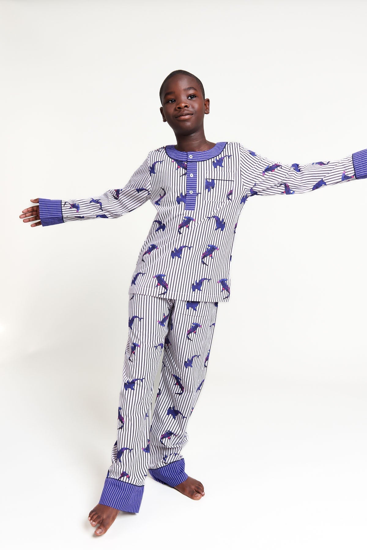 galactic sharks - organic cotton kids pyjama set - Kutti Lulu