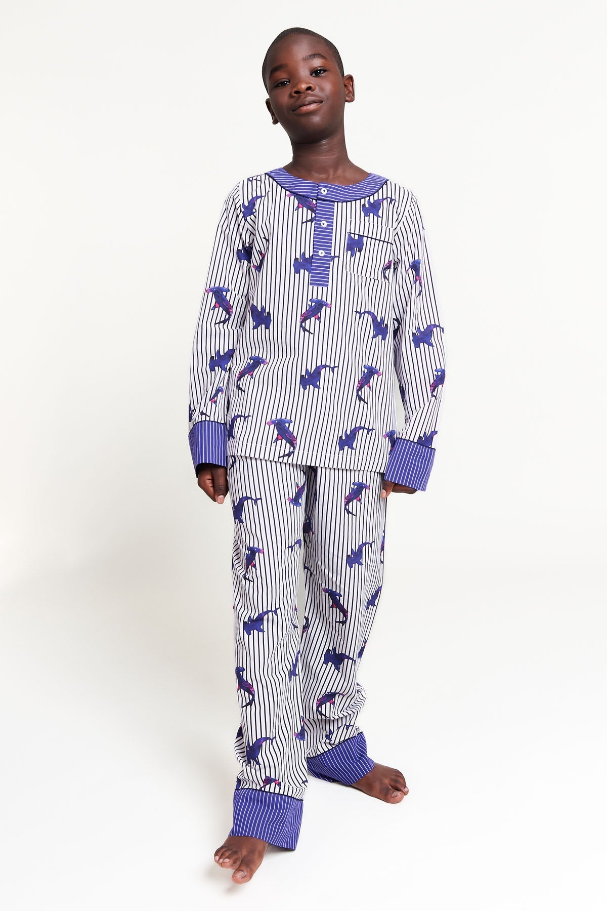 galactic sharks - organic cotton kids pyjama set - Kutti Lulu