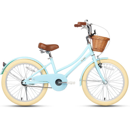 Glerc Little Molly 20 inch kids bike with wicker basket and mudguards in Blue