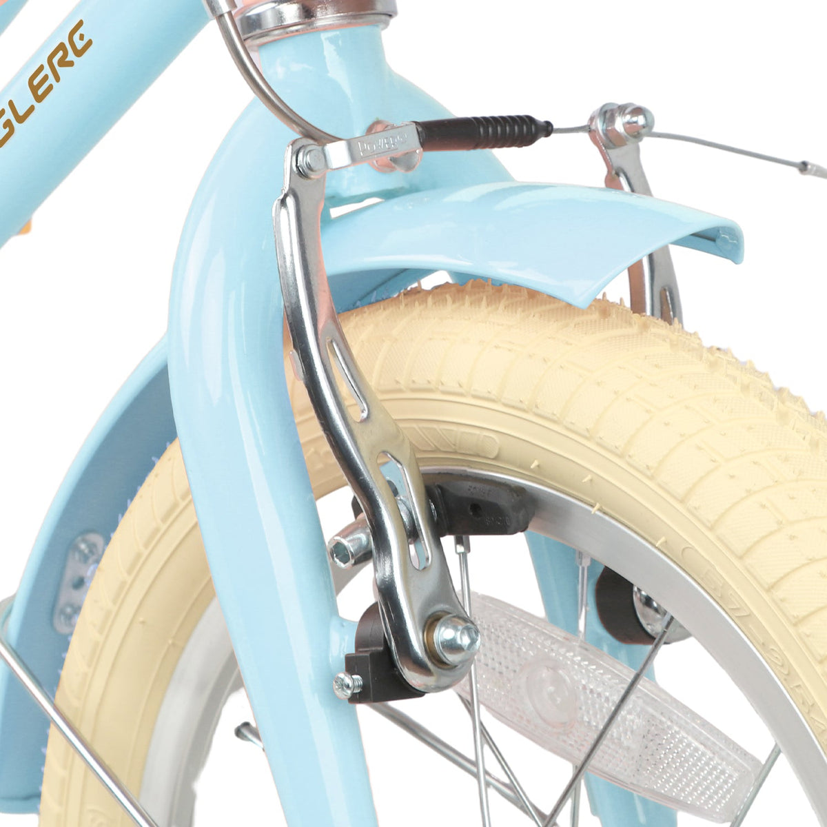 Glerc Little Molly 20 inch kids bike with wicker basket and mudguards in Blue, view 3