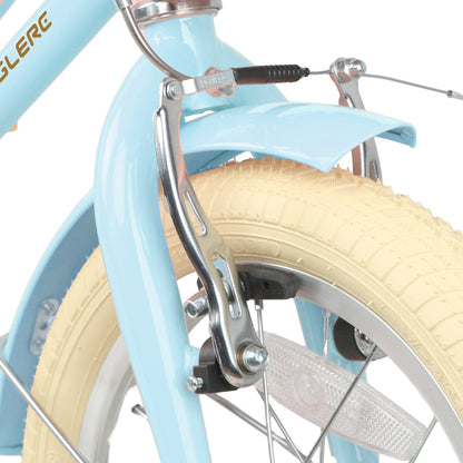 Glerc Little Molly 20 inch kids bike with wicker basket and mudguards in Blue, view 3