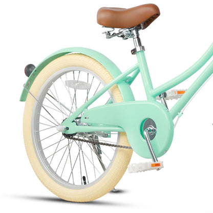 Glerc Little Molly 20 inch kids bike with wicker basket and mudguards in Mint Green, view 4