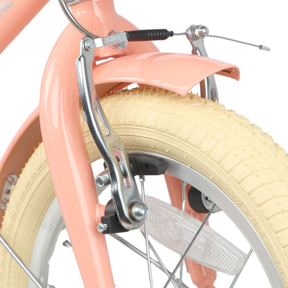 Glerc Little Molly 20 inch kids bike with wicker basket and mudguards in Peach, view 5