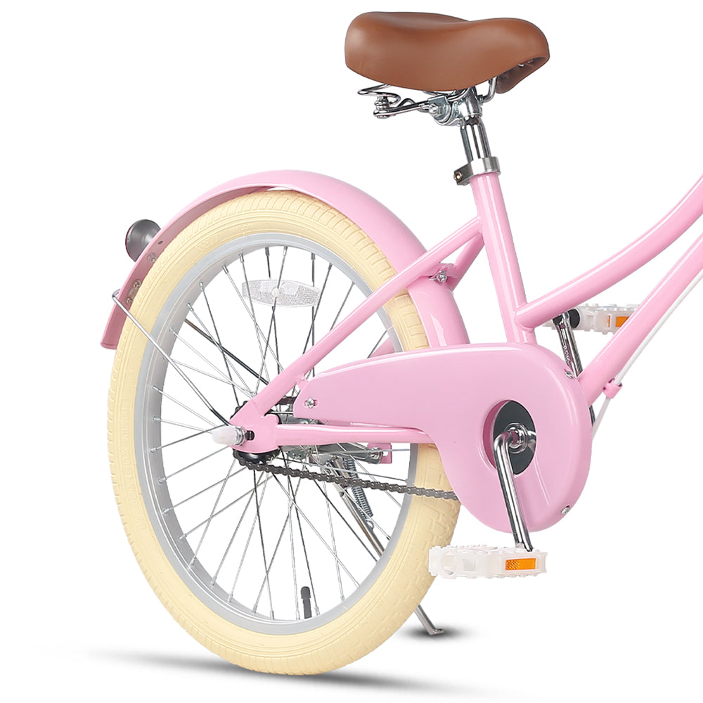 Glerc Little Molly 20 inch kids bike with wicker basket and mudguards in Pink, view 3