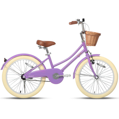Glerc Little Molly 20 inch kids bike with wicker basket and mudguards in Purple
