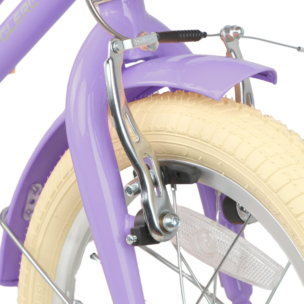 Glerc Little Molly 20 inch kids bike with wicker basket and mudguards in Purple, view 5