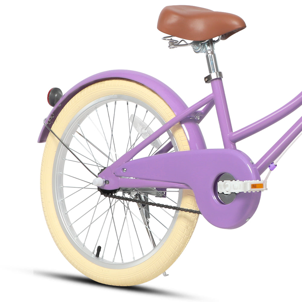 Glerc Little Molly 20 inch kids bike with wicker basket and mudguards in Purple, view 4