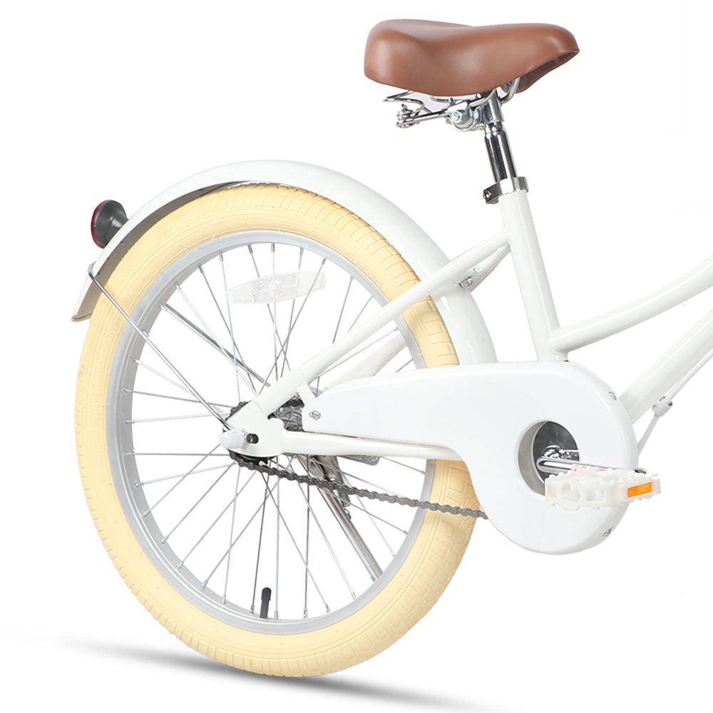 Glerc Little Molly 20 inch kids bike with wicker basket and mudguards in White, view 4