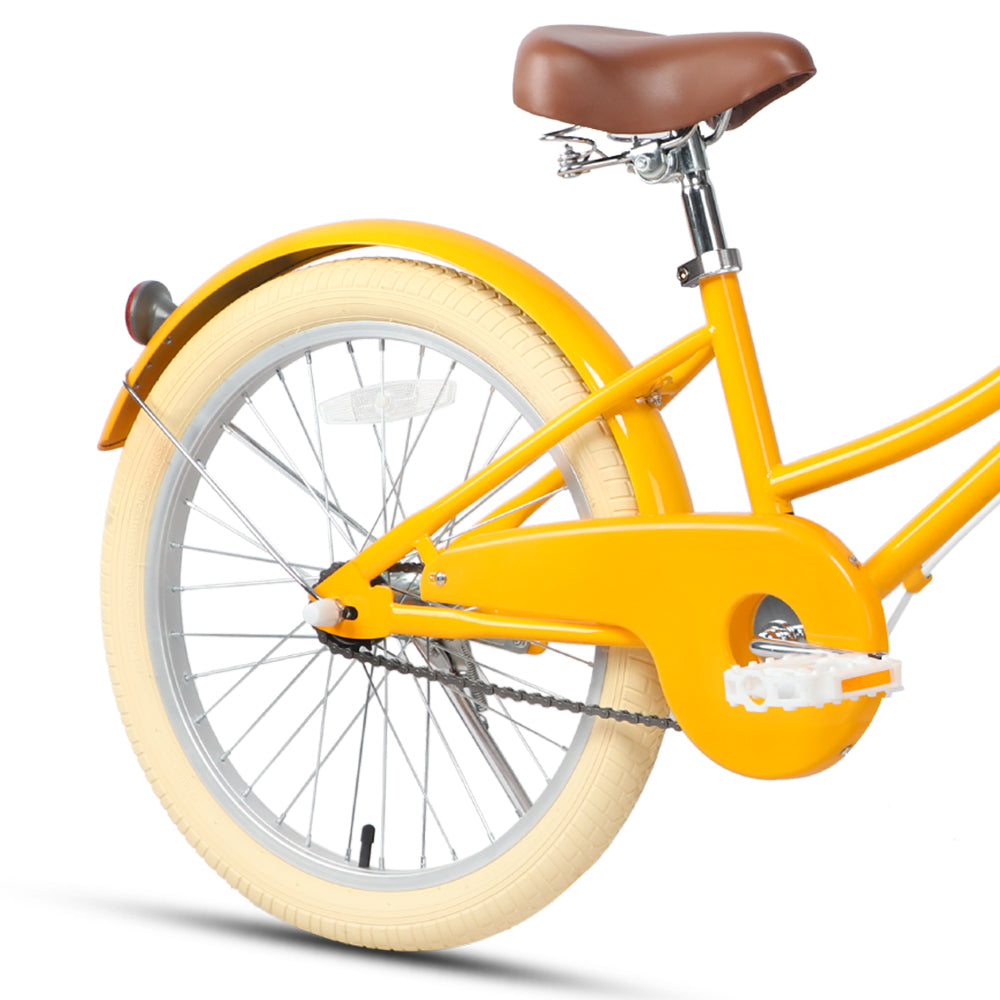 Glerc Little Molly 20 inch kids bike with wicker basket and mudguards in Yellow, view 5