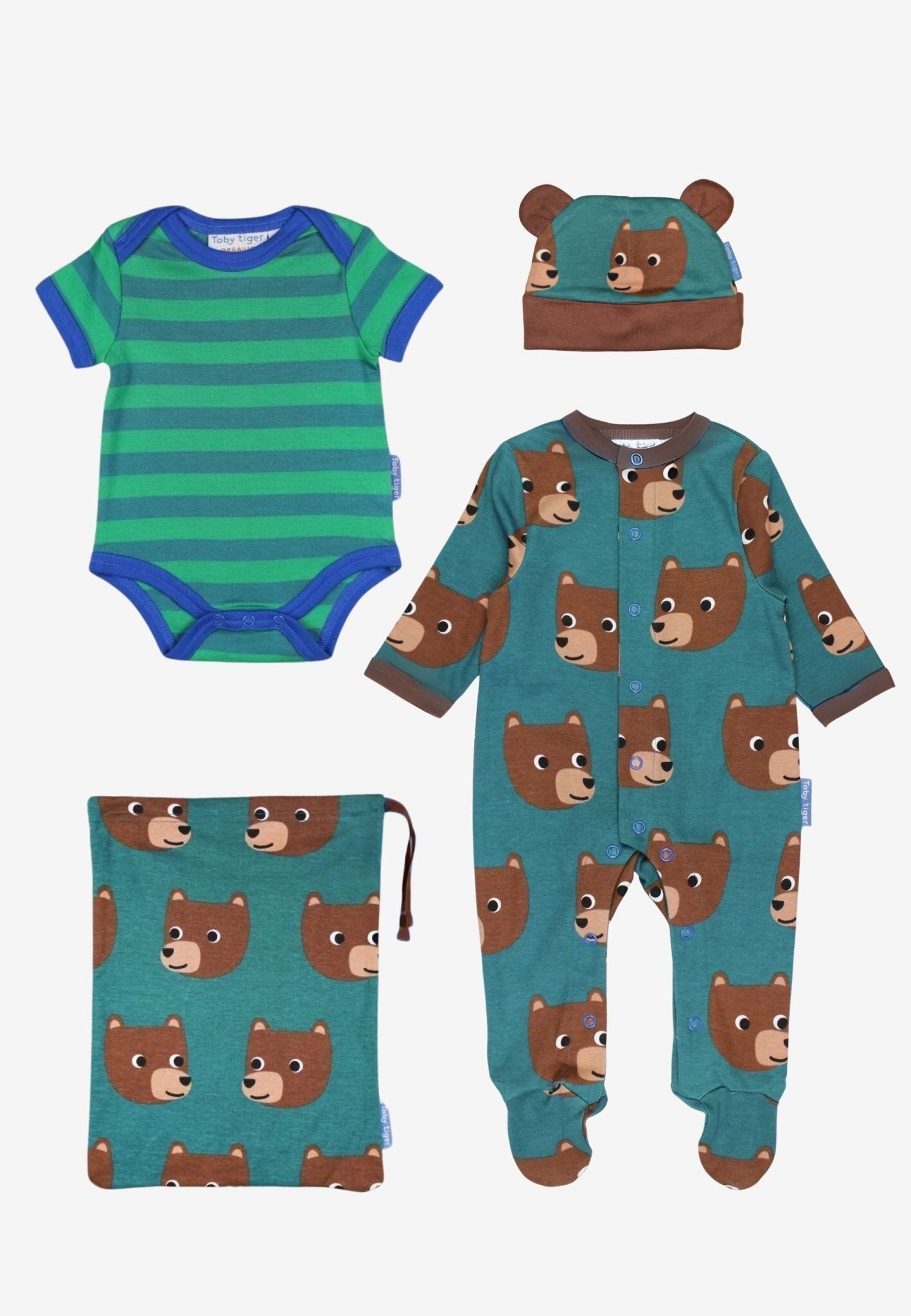 Organic Brown Bear Print Baby Gift Set - Toby Tiger