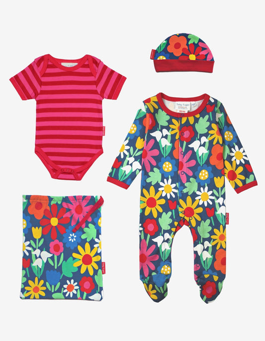 Natural baby sleep: Organic Bold Floral Print Baby Gift Set | KIDDYKIND