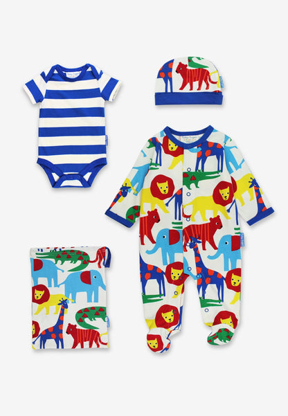 Organic Safari Print Baby Gift Set | organic baby sleepwear UK — KIDDYKIND