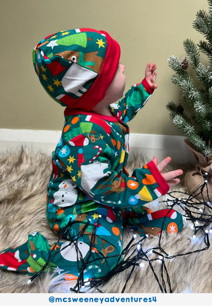 Organic Christmas Bear Print Baby Gift Set | organic baby sleepwear UK — KIDDYKIND