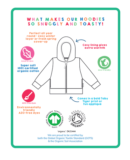 Organic Fox Applique Hoodie by Toby Tiger, GOTS-certified, vetted by KIDDYKIND