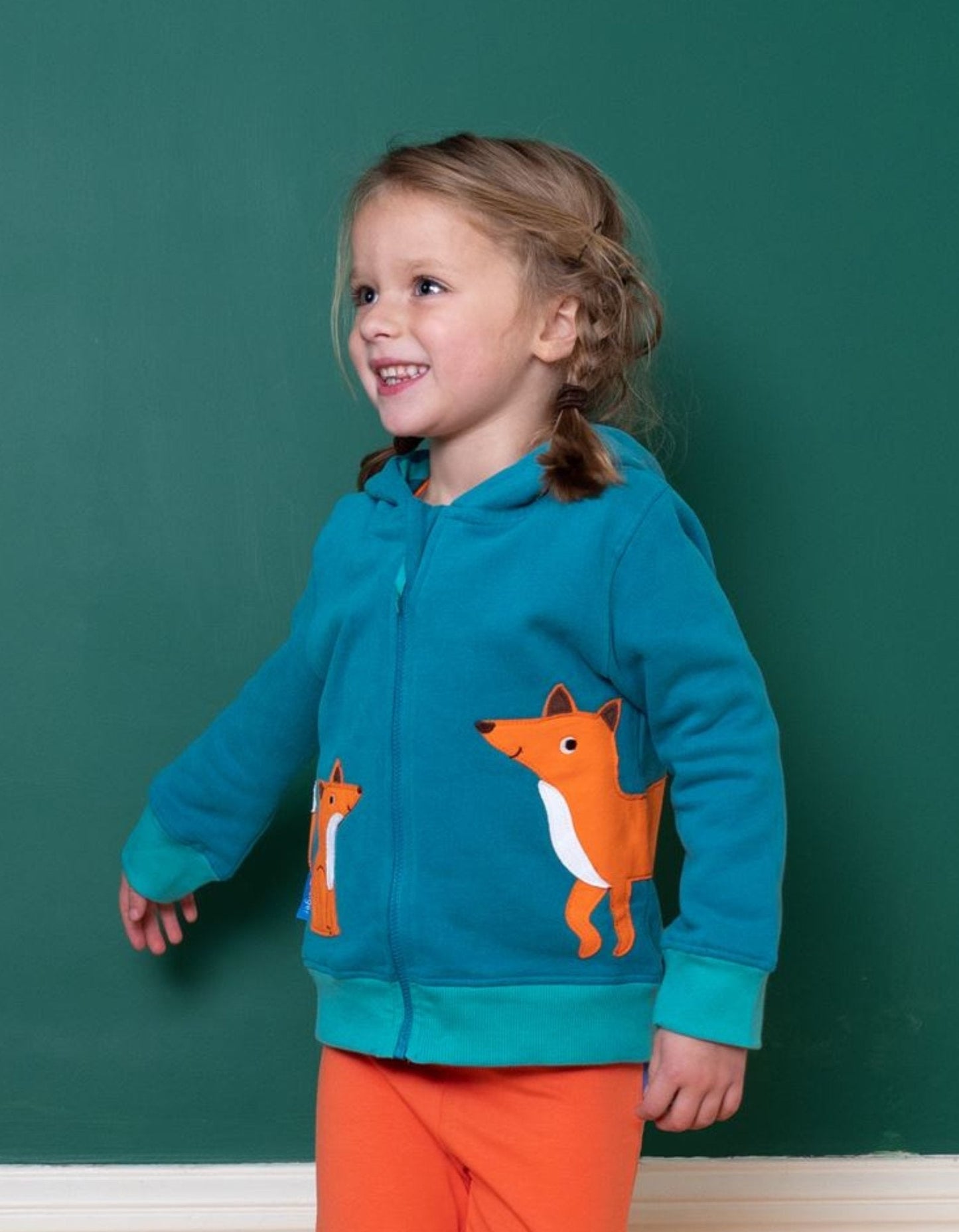 Organic Fox Applique Hoodie by Toby Tiger, GOTS-certified, vetted by KIDDYKIND