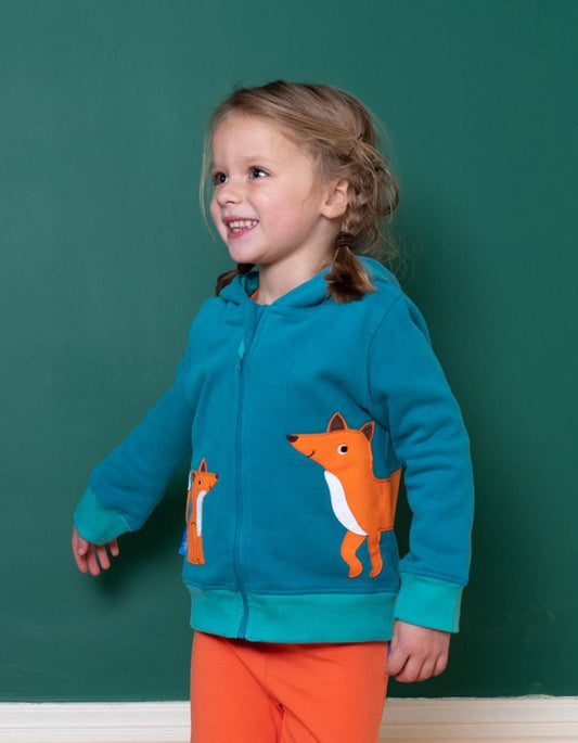 Organic Fox Applique Hoodie by Toby Tiger, GOTS-certified, vetted by KIDDYKIND