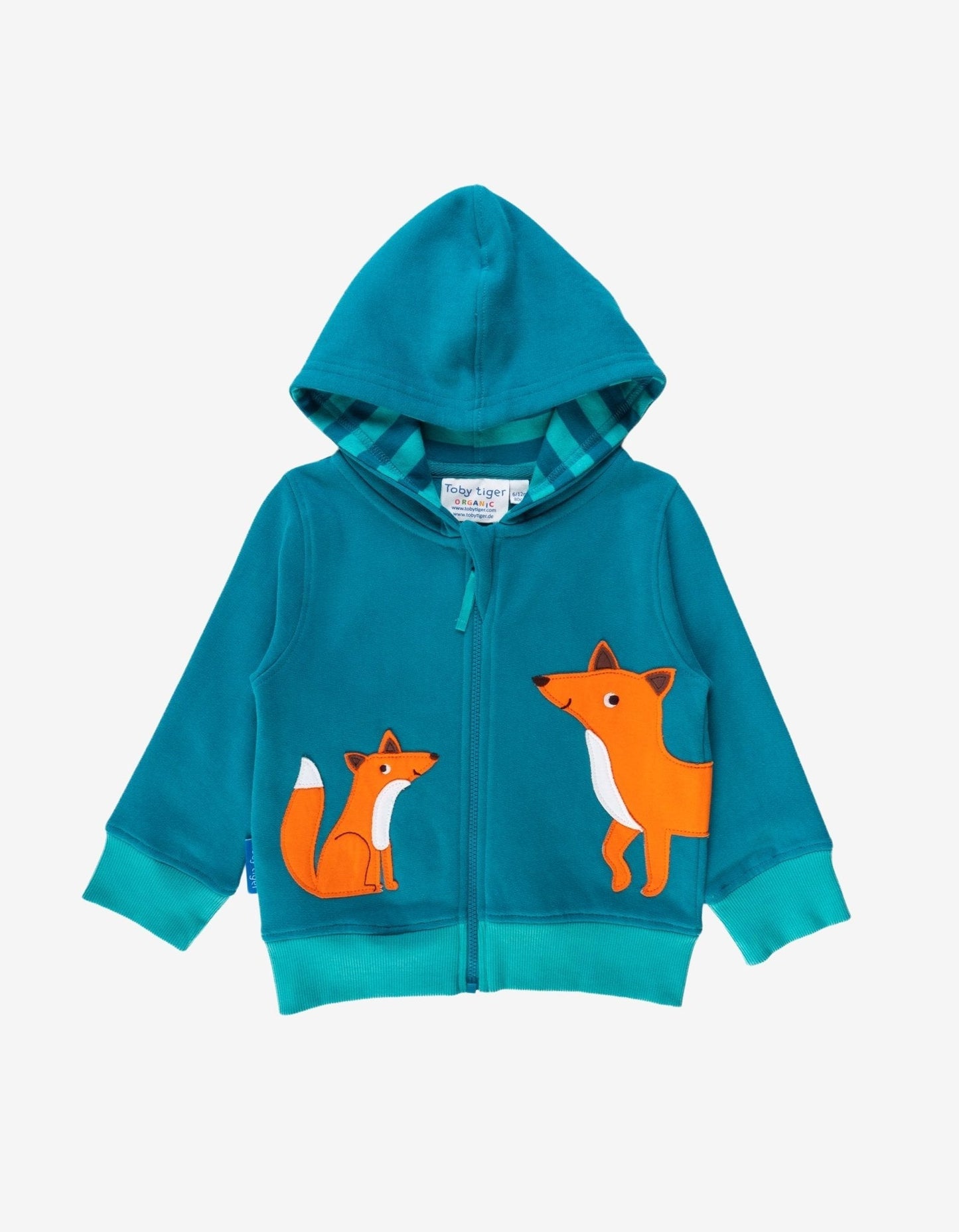 Organic Fox Applique Hoodie by Toby Tiger, GOTS-certified, vetted by KIDDYKIND