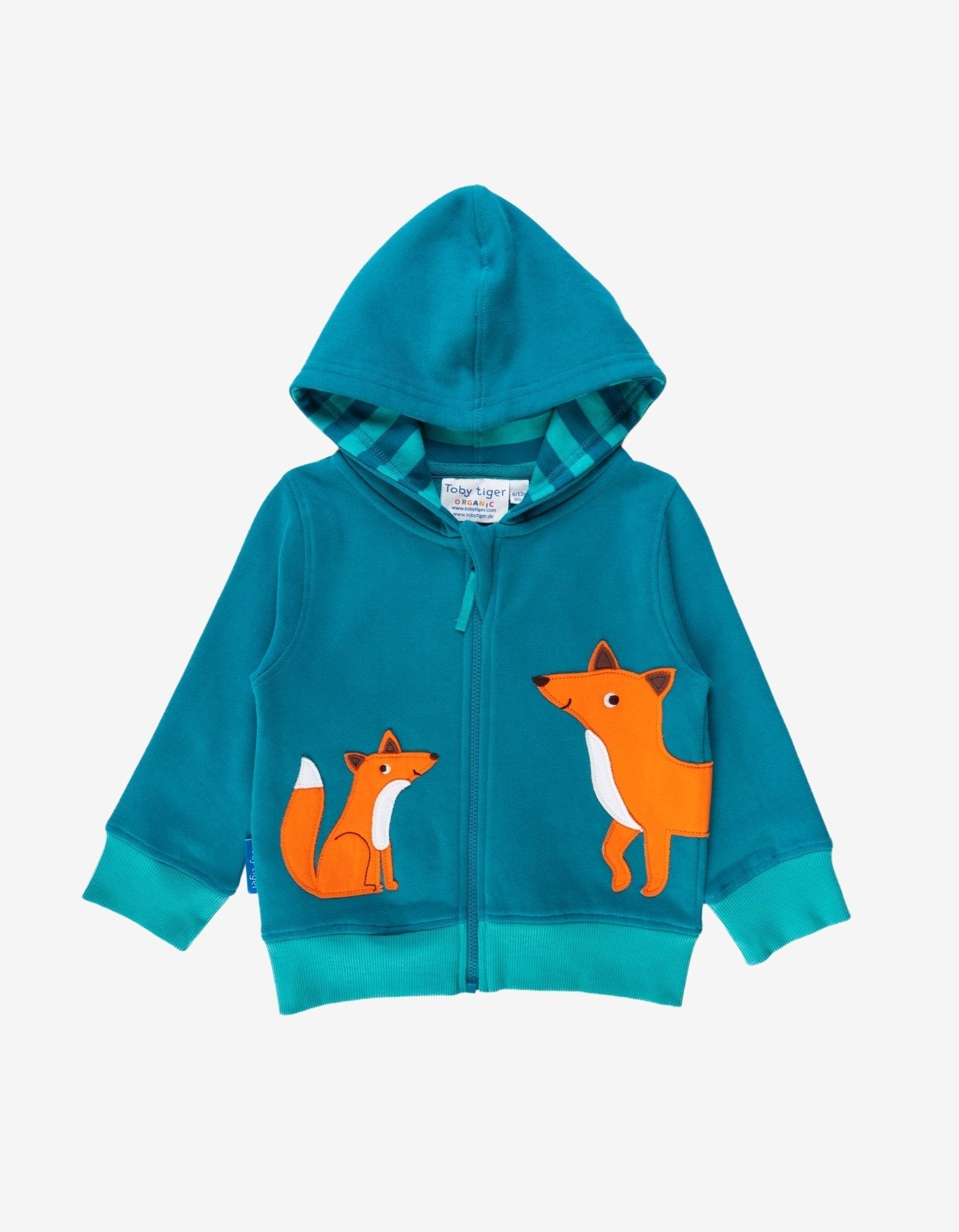 Organic Fox Applique Hoodie by Toby Tiger, GOTS-certified, vetted by KIDDYKIND