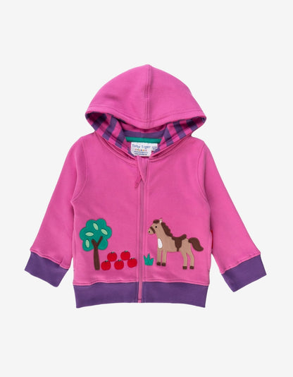 Organic Horse Applique Hoodie by Toby Tiger, GOTS-certified, vetted by KIDDYKIND