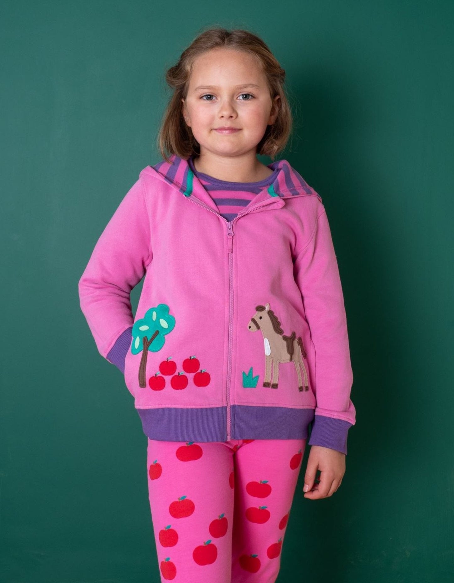 Organic Horse Applique Hoodie by Toby Tiger, GOTS-certified, vetted by KIDDYKIND