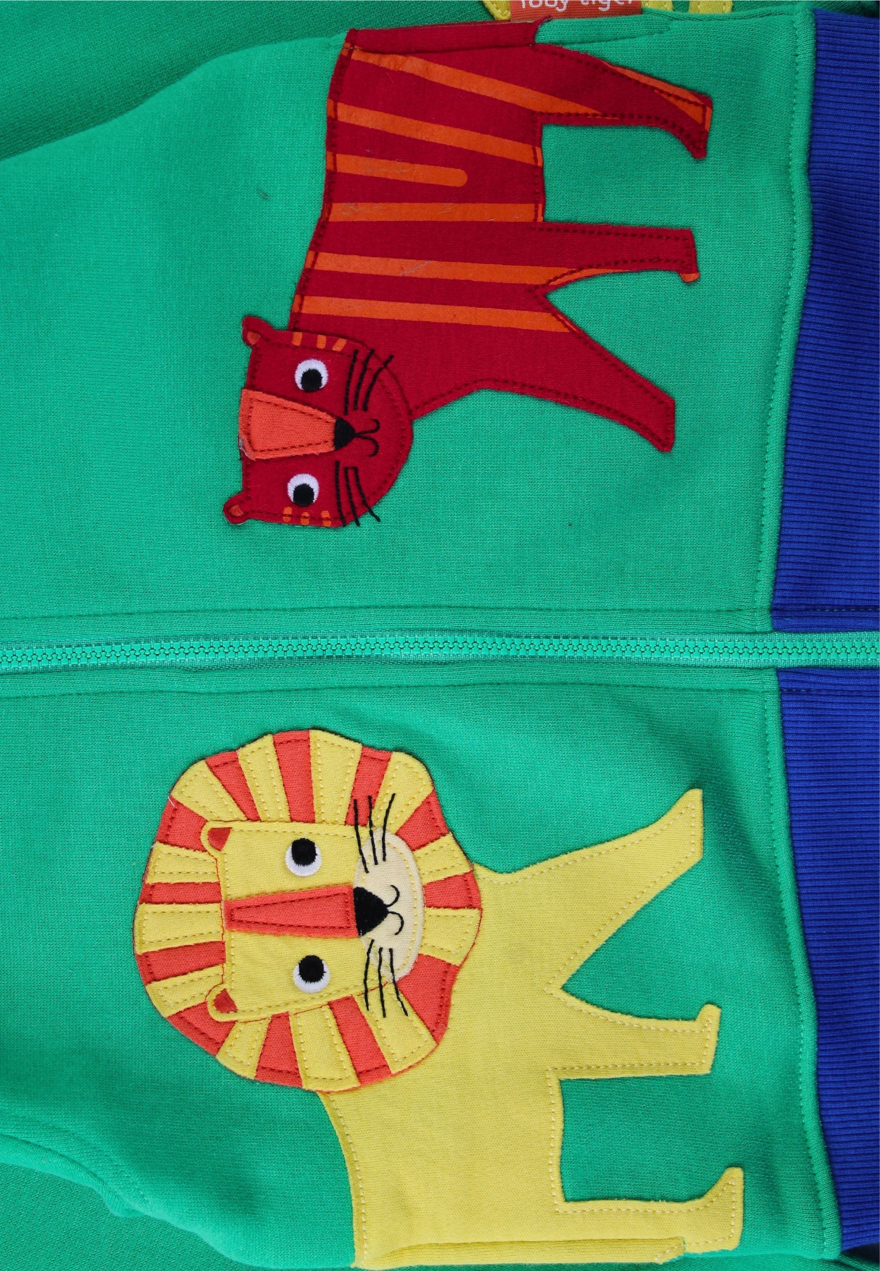 Organic Lion Tiger Applique Hoodie by Toby Tiger, GOTS-certified, vetted by KIDDYKIND