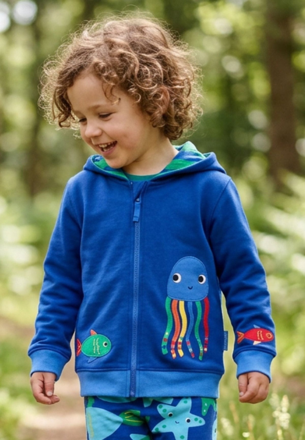 Organic Sea Creature Applique Hoodie - Toby Tiger UK