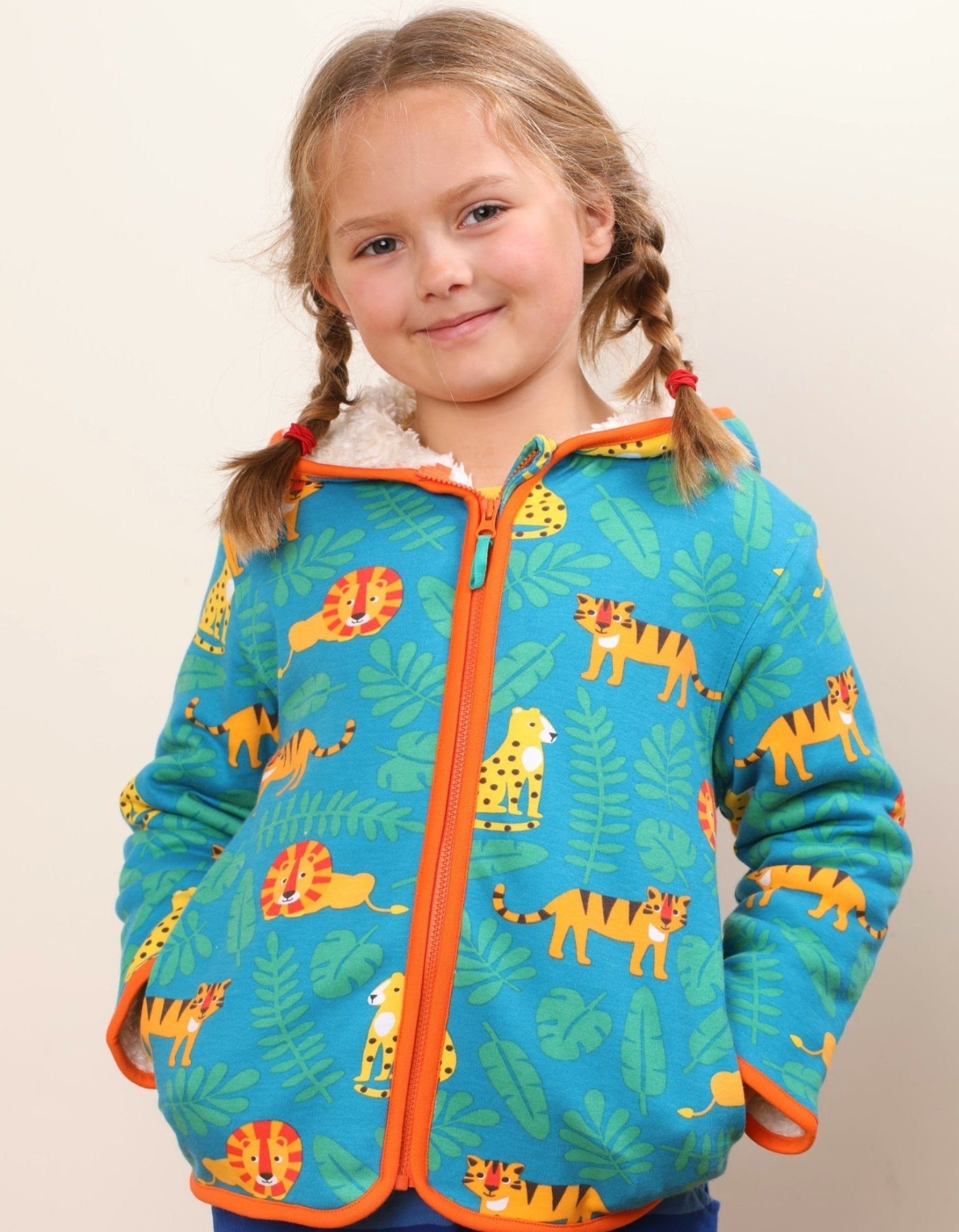 Organic Wild Cats Fleece Hoodie - Toby Tiger UK Retail