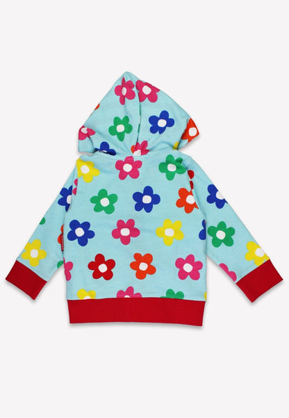 Organic Rainbow Bloom Print Hoodie by Toby Tiger, GOTS-certified, vetted by KIDDYKIND
