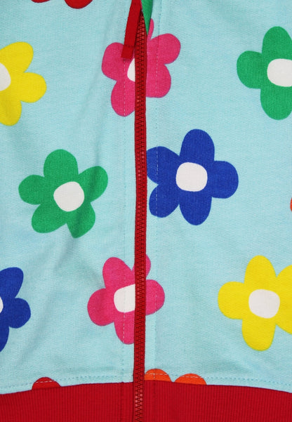 Organic Rainbow Bloom Print Hoodie by Toby Tiger, GOTS-certified, vetted by KIDDYKIND