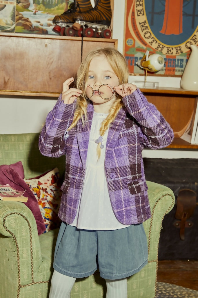 Magic Mermaid Tweed Blazer in Purple three 