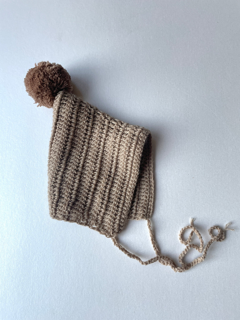 Wool pixie baby bonnet