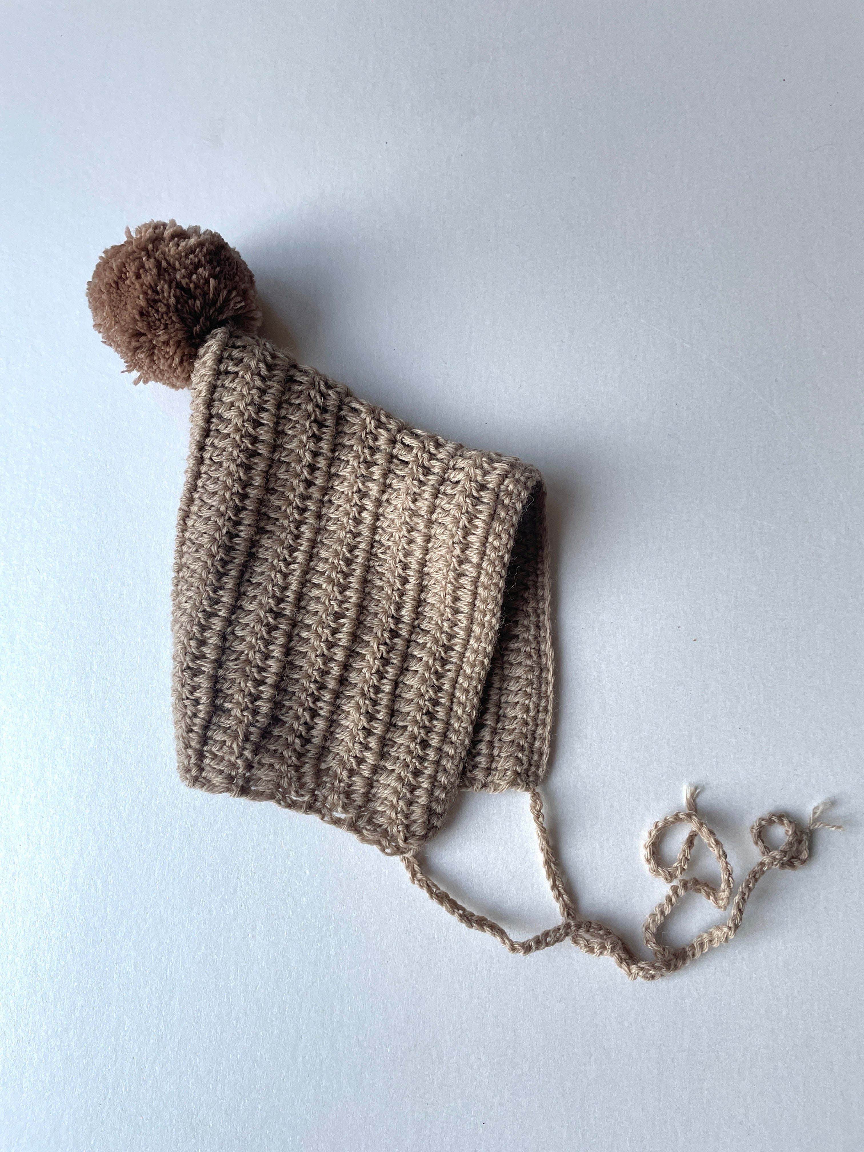 Wool pixie baby bonnet