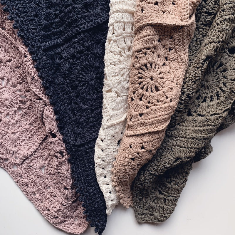 Award-winning organic cotton crochet Elsie baby blanket, handmade heirloom gift .