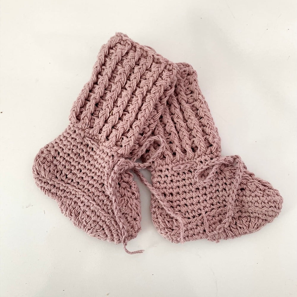 Organic cotton long length baby booties